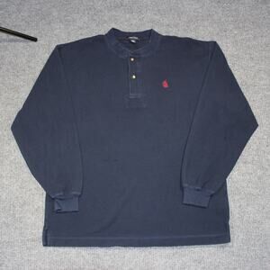 Vintage Nautica Long Sleeve T Shirt Mens XXL Blue Ship Navy Thermal Buttons Y2K